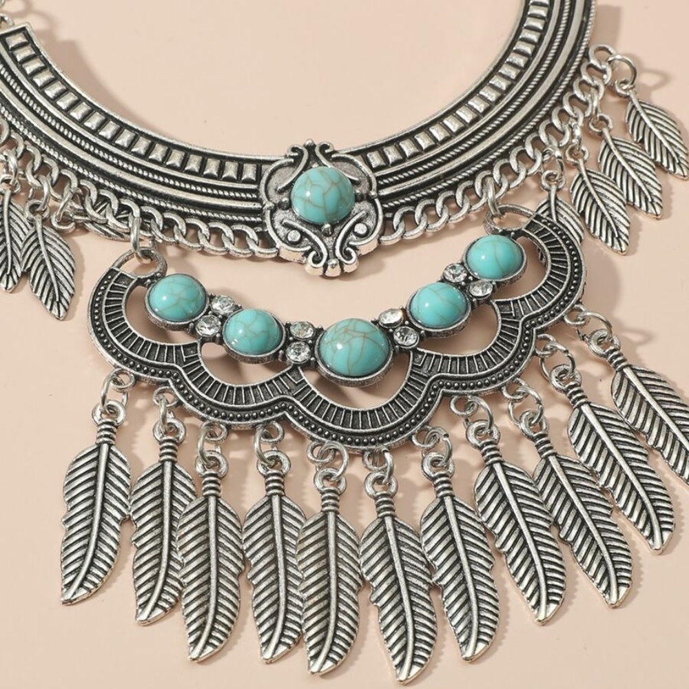 turquoise Charm Bib Necklace - Picture 3 of 3